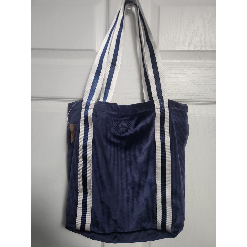 Victoria's Secret PINK Navy Blue Velour Ribbed Tote Bag New NWT